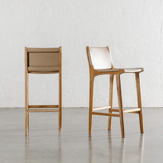 MALAND SOLID LEATHER BAR CHAIR ANGLED  |  LIGHT TAUPE LEATHER HIDE