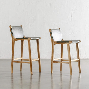 MALAND SOLID LEATHER BAR CHAIR  |  HIGH + LOW  |  OLIVE LEATHER HIDE