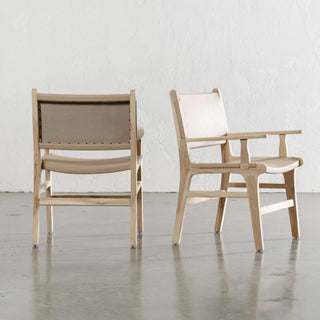 MALAND CONTEMPO SOLID HIDE LEATHER CARVER CHAIR  |  BLONDE WOOD + TOASTED ALMOND LEATHER HIDE