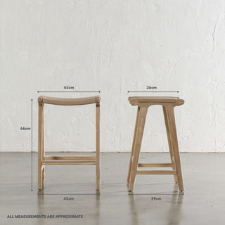 MALAND CONTEMPO SOLID HIDE LEATHER COUNTER STOOL   |  TOASTED ALMOND LEATHER HIDE | MEASUREMENTS