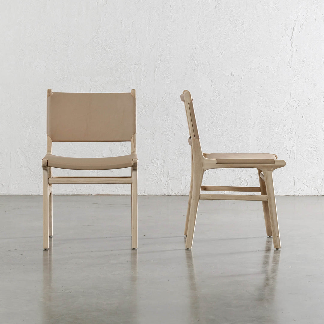 PRE ORDER  |  MALAND CONTEMPO SOLID HIDE LEATHER DINING CHAIR  |  BLONDE WOOD + TOASTED ALMOND LEATHER