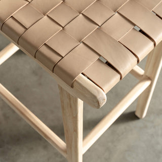 MALAND CONTEMPO WOVEN LEATHER BAR CHAIRS  |  HIGH + LOW  |  BLONDE WOOD + TOASTED ALMOND LEATHER