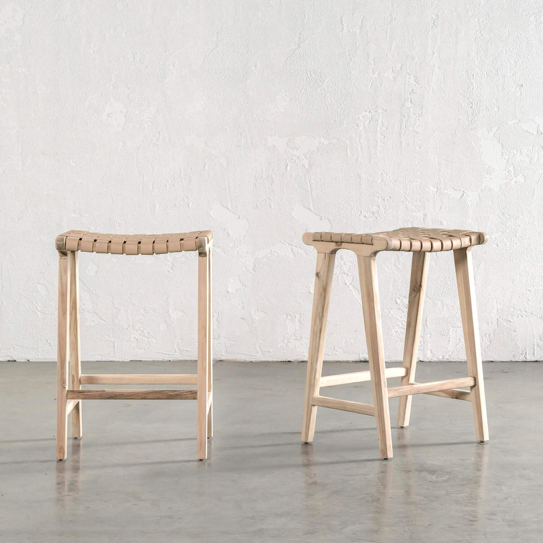 MALAND CONTEMPO WOVEN LEATHER COUNTER STOOL | TOASTED ALMOND LEATHER H ...