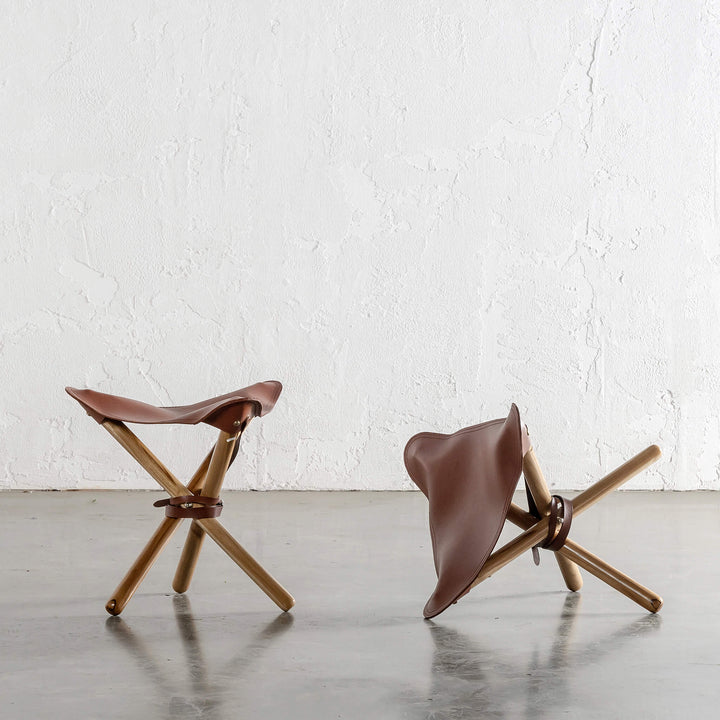 MALAND FOLDUP STOOL  |  TAN LEATHER