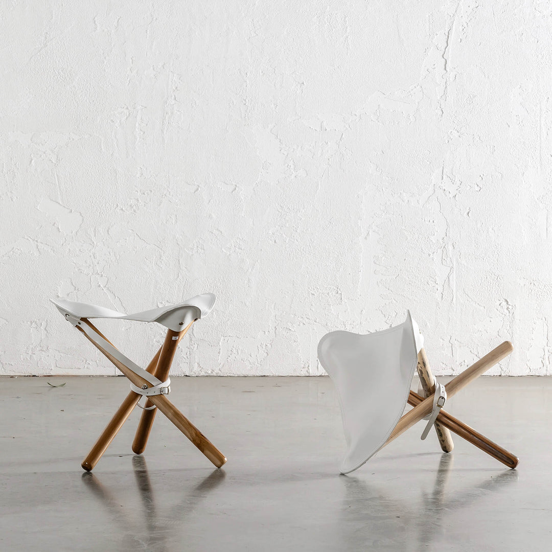 MALAND FOLDUP STOOL  |  WHITE LEATHER