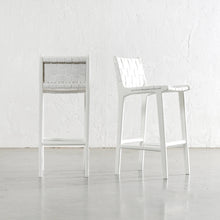 MALAND WOVEN LEATHER BAR CHAIRS  |  HIGH + LOW  |  WHITE ON WHITE