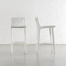 MALAND WOVEN LEATHER BAR CHAIRS  |  HIGH + LOW  |  WHITE ON WHITE