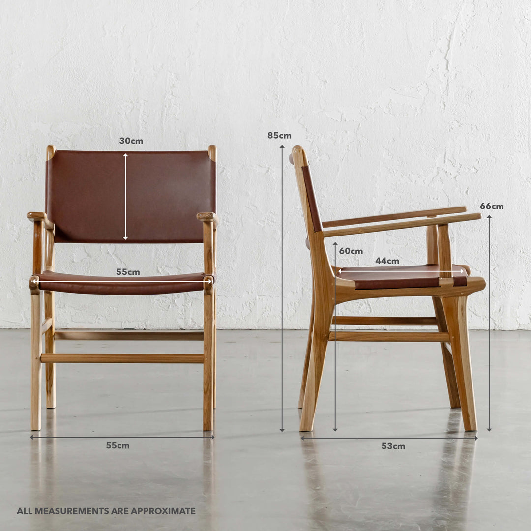 MALAND LEATHER HIDE CARVER CHAIR | TAN LEATHER HIDE | MEASUREMENTS