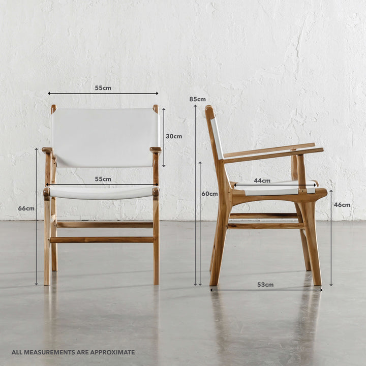 MALAND LEATHER HIDE CARVER CHAIR | WHITE LEATHER HIDE WITH MEASUREMENTS