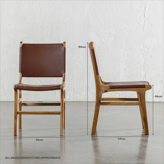 MALAND LEATHER HIDE DINING CHAIR |  TAN LEATHER HIDE | MEASUREMENTS