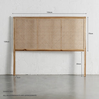 MALAND RATTAN BEDHEAD  |  NATURAL FRAME + NATURAL RATTAN | QUEEN MEASUREMENTS