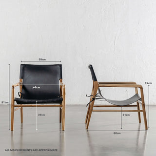 MALAND SLING LEATHER ARMCHAIR  |  BLACK LEATHER | MEASUREMENTS