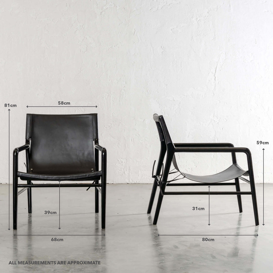 PRE ORDER  |  MALAND SLING LEATHER ARMCHAIR  |  BLACK ON BLACK