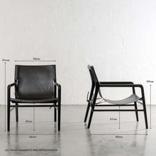 MALAND SLING LEATHER ARMCHAIR | BLACK ON BLACK | MEASUREMENTS