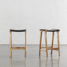 MALAND SOLID LEATHER COUNTER STOOL  |  BLACK LEATHER SOLID HIDE