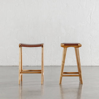 MALAND SOLID LEATHER COUNTER STOOL  |  TAN LEATHER SOLID HIDE