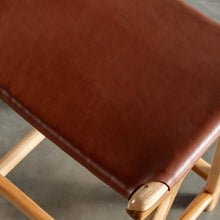 MALAND SOLID LEATHER COUNTER STOOL  |  TAN LEATHER SOLID HIDE CLOSE UP