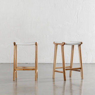 MALAND SOLID LEATHER COUNTER STOOL  |  WHITE LEATHER SOLID HIDE