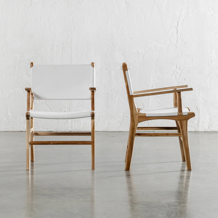 MALAND LEATHER HIDE CARVER CHAIR  |  WHITE LEATHER HIDE