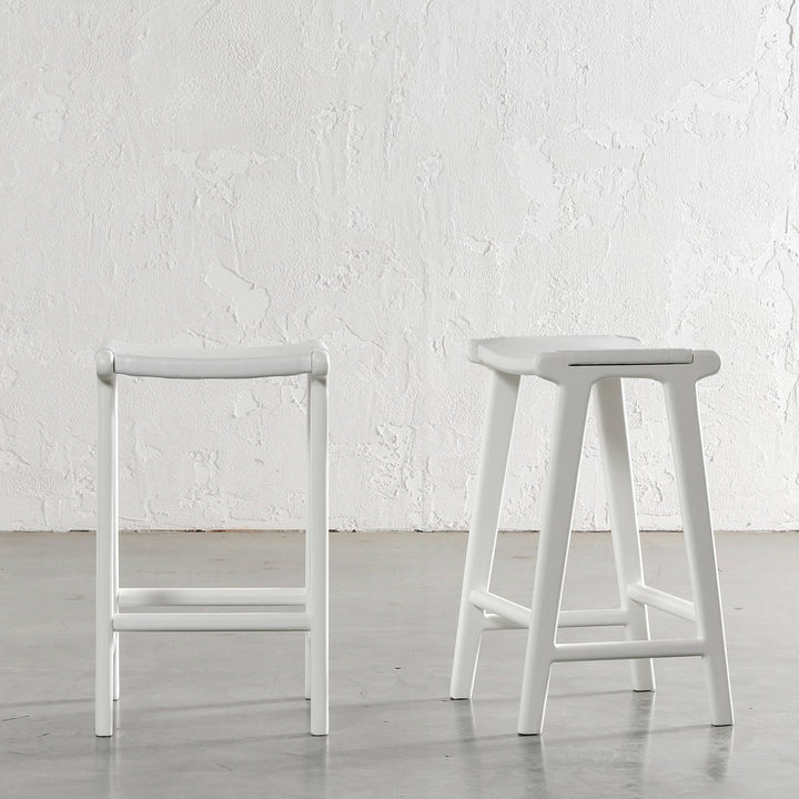 PRE ORDER | MALAND SOLID HIDE LEATHER BAR STOOL | WHITE ON WHITE LEATHER HIDE