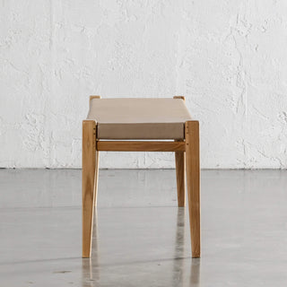 MALAND SOLID LEATHER BENCH  |  LIGHT TAUPE LEATHER HIDE  |  END VIEW