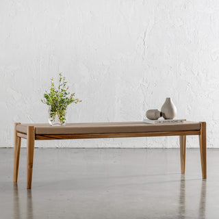 MALAND SOLID LEATHER BENCH  |  LIGHT TAUPE LEATHER HIDE