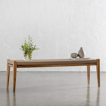MALAND SOLID LEATHER BENCH  |  LIGHT TAUPE LEATHER HIDE