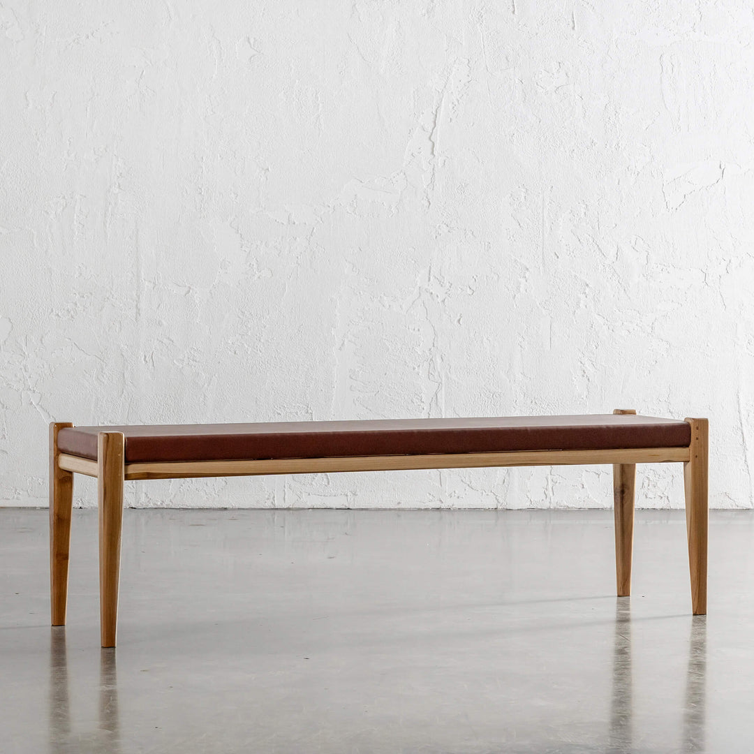 MALAND SOLID LEATHER BENCH  |  TAN LEATHER HIDE