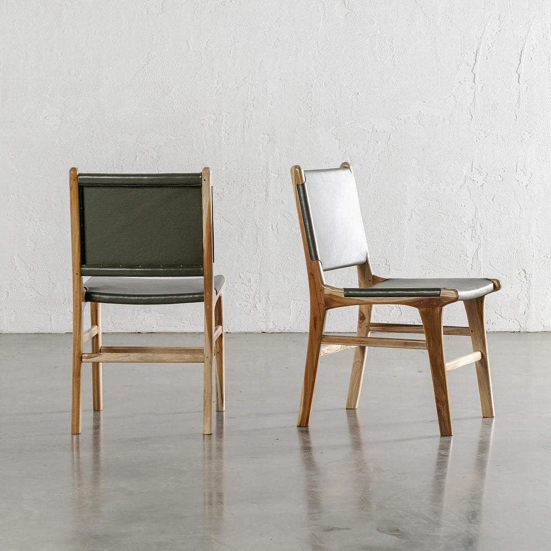 MALAND HIDE LEATHER DINING CHAIR  |  OLIVE LEATHER HIDE