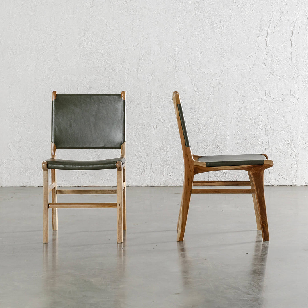 PRE ORDER  |  MALAND HIDE LEATHER DINING CHAIR  |  OLIVE LEATHER HIDE