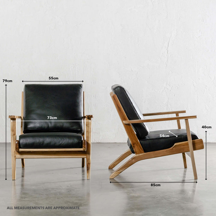 MALAND SVEN ARM CHAIR | BLACK LEATHER  |  MEASUREMENTS