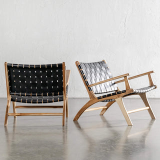 MALAND WOVEN LEATHER ARMCHAIR  |  BLACK LEATHER HIDE