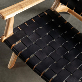 MALAND WOVEN LEATHER ARMCHAIR  |  BLACK LEATHER HIDE