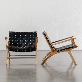 MALAND WOVEN LEATHER ARMCHAIR  |  BLACK LEATHER HIDE