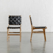 MALAND WOVEN LEATHER DINING CHAIR  |  BLACK LEATHER HIDE