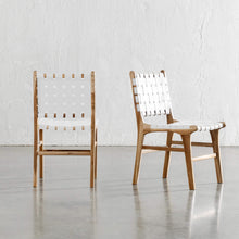 MALAND WOVEN LEATHER DINING CHAIR  |  WHITE LEATHER HIDE