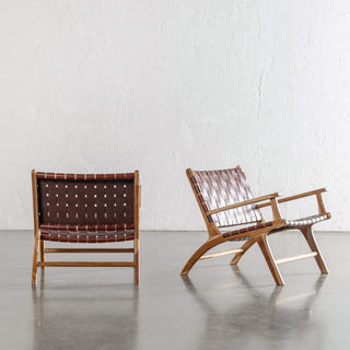 MALAND WOVEN LEATHER ARMCHAIR | TAN LEATHER HIDE