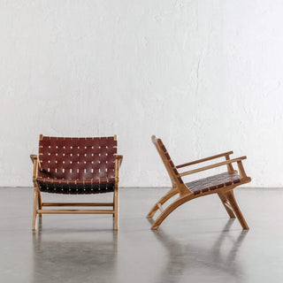 MALAND WOVEN LEATHER ARMCHAIR | TAN LEATHER HIDE