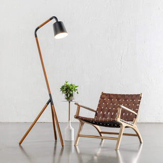 MALAND WOVEN LEATHER ARMCHAIR | TAN LEATHER HIDE