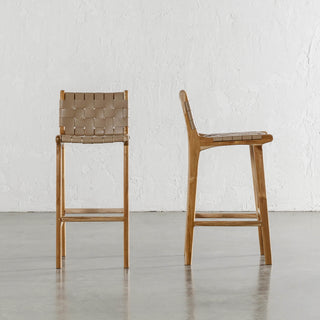 MALAND WOVEN LEATHER BAR CHAIRS   |  LIGHT TAUPE LEATHER