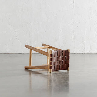 MALAND WOVEN LEATHER COUNTER STOOL  |  TAN LEATHER HIDE