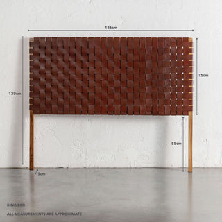 MALAND WOVEN LEATHER BEDHEAD  |  TAN LEATHER HIDE | KING MEASUREMENTS