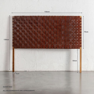 MALAND WOVEN LEATHER BEDHEAD  |  TAN LEATHER HIDE | QUEEN MEASUREMENTS