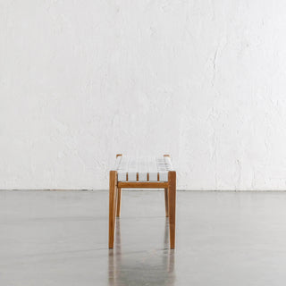MALAND WOVEN LEATHER BENCH  |  WHITE LEATHER HIDE | END