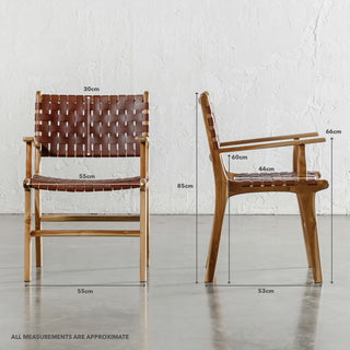 MALAND WOVEN LEATHER CARVER CHAIR | TAN LEATHER HIDE