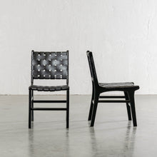 MALAND WOVEN LEATHER DINING CHAIR | BLACK ON BLACK FRAME
