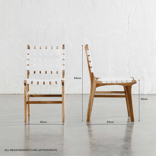 MALAND WOVEN LEATHER DINING CHAIR  |  BUNDLE + SAVE  |  WHITE LEATHER HIDE