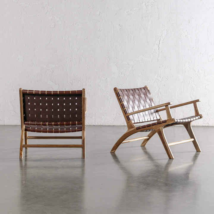 MALAND WOVEN LEATHER ARMCHAIR  |  TAN LEATHER HIDE