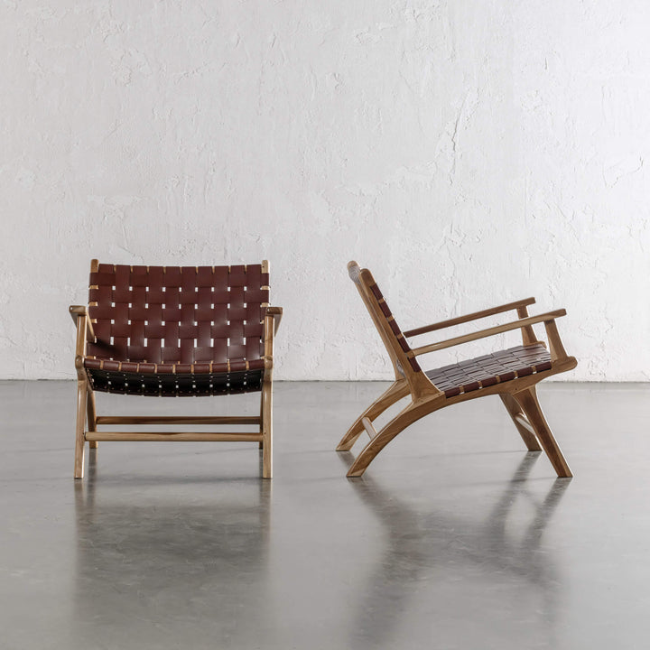 MALAND WOVEN LEATHER ARMCHAIR  |  TAN LEATHER HIDE