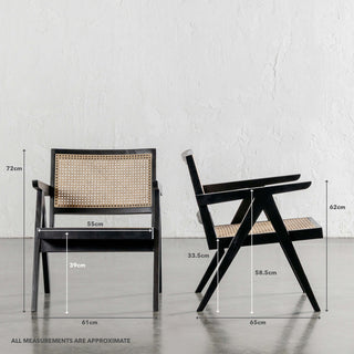 MALAND RATTAN ARMCHAIR  |  BLACK FRAME + NATURAL RATTAN